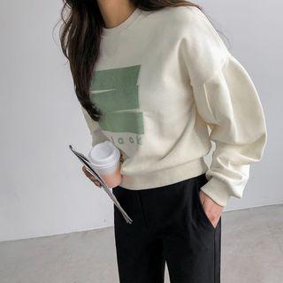 Printed Cotton Short Sweatshirt