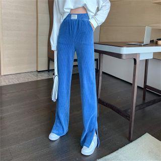 Slit-hem Corduroy Straight-cut Pants