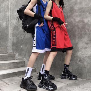 Couple Set: Contrast Trim Sport Tank Top + Shorts