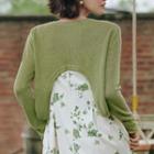 Plain Cropped Cardigan Green & White - One Size