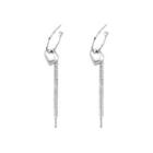 Alloy Fringed Earring 1 Pair - Silver Steel Earring - Silver - One Size
