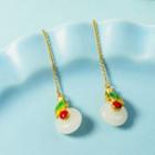 Gemstone Drop Earring 1 Pair - White & Gold - One Size