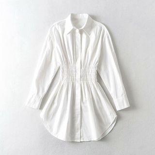 Long-sleeve Scoop Hem Shirt Dress