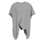 Short-sleeve Asymmetrical T-shirt Gray - One Size
