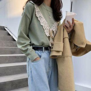 Crochet Lace Trim Sweater