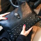 Couple Matching Skull Studded Clutch Black - One Size