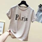 Lettering Rhinestone Short-sleeve T-shirt