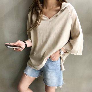 Wide-sleeve Dip-back Hoodie