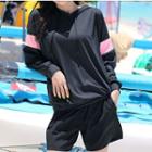 Set: Two-tone Hoodie + Swim Shorts