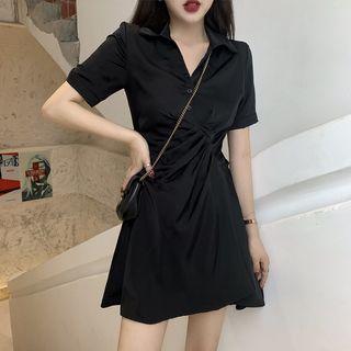 Short-sleeve Asymmetrical Shirt Dress