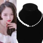 Beaded Stainless Steel Choker 1051 - Silver - One Size
