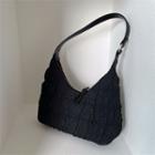 Shirred Zip Shoulder Bag Black - One Size