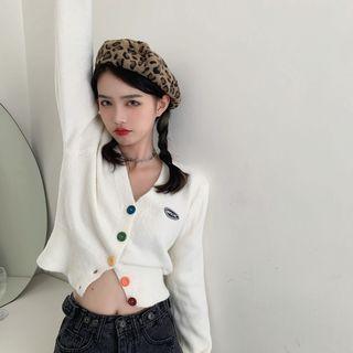 V Neck Button Long-sleeve Cardigan