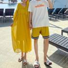 Couple Matching Puff-sleeve Dress / T-shirt / Shorts