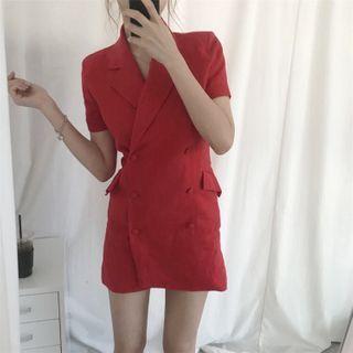 Short-sleeve Double-breasted Mini Blazer Dress