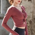 Set: Yoga Pants + Long-sleeve Crinkled Sports T-shirt
