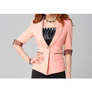 3/4-sleeve Single Button Blazer