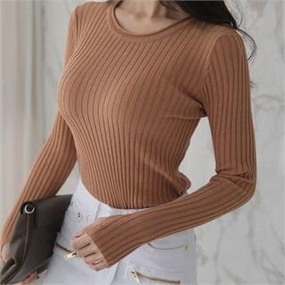 Thumb-hole Slim-fit Knit Top