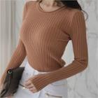 Thumb-hole Slim-fit Knit Top