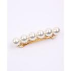 Faux-pearl Hair Barrette Gold - One Size