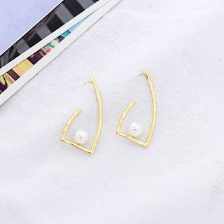 Faux Pearl Alloy Drop Earring 1 Pair - S925 Silver - Gold - One Size