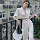 Short-sleeve Crop Blazer / Dress Pants