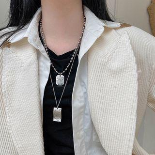 925 Sterling Silver Pendant Layered Necklace As Shown In Figure - One Size