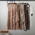 Floral Print Ruffle Midi A-line Skirt