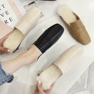 Fluffy Faux Leather Mules