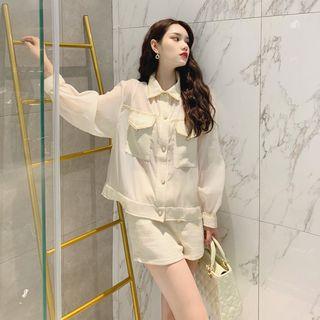Patchwork Chiffon Shirt / Chiffon Shorts