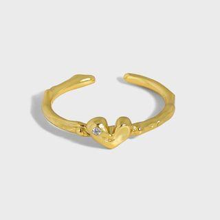 Cz Heart Open Ring
