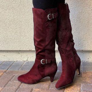 Pointed Tall Kitten Heel Boots