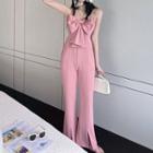 Spaghetti Strap Bow Front Jumpsuit