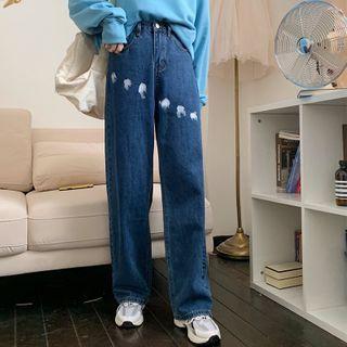 Painted Straight-leg Jeans