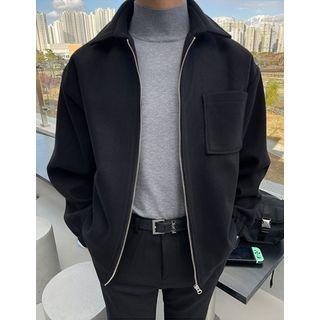 Collared Woolen Blouson Jacket