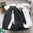 Set: Long-sleeve Striped Shirt + Tie