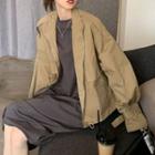 Zip Jacket / Long-sleeve Midi T-shirt Dress