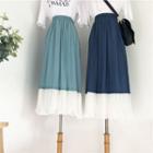 Color Block Midi Chiffon Skirt