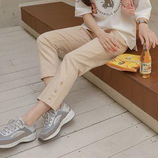 Button-trim Baggy Pants