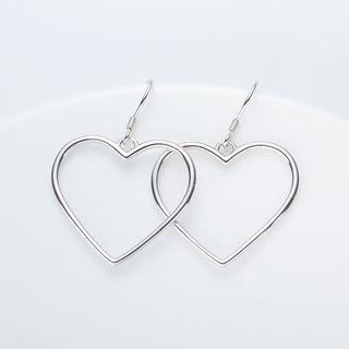 Sterling Silver Heart-accent Hook Earrings