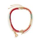 Set: Shell Pendant Faux Pearl Necklace + Bead Choker 2760 - Gold - One Size