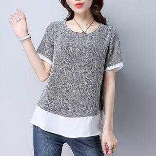 Short-sleeve Two-tone Top