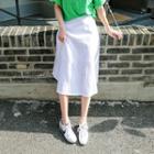Band-waist A-line Linen Midi Skirt