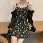 Spaghetti Strap Floral Mock Two-piece Dress