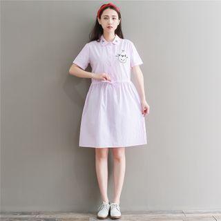 Short-sleeve Cat A-line Shirt Dress