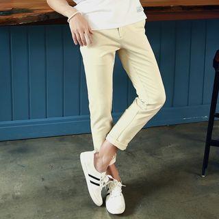 Cropped Slim Fit Chino Pants