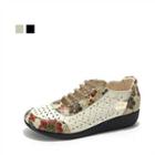 Floral Print Perforated Loafers