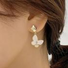 Flower Butterfly Rhinestone Alloy Dangle Earring 1 Pair - Butterfly Earrings - Gold - One Size