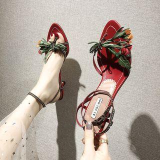 Floral Kitten Heel Sandals
