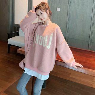 Fleece Letter Print Sweater
